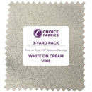 3-Yard Pack - Tone on Tone 108" Supreme Backings - White on Cream Vines