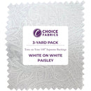 3-Yard Pack - Tone on Tone 108" Supreme Backings - White on White Paisley