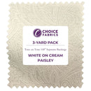 3-Yard Pack - Tone on Tone 108" Supreme Backings - White on Cream Paisley