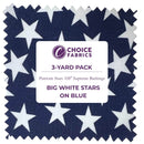 Patriotic Stars 108" Supreme Backings - Large White Stars on Navy (3-Yard Pack)
