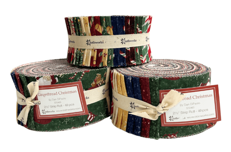 Gingerbread Christmas by Clothworks - 2.5" Roll (40 Strips)