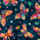Fluttering Gardens Butterflies Teal Cotton 44"/45" Fabric Per Yard