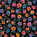 Fluttering Gardens Small Floral Black Cotton 44"/45" Fabric Per Yard
