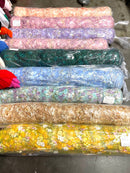 Multi Color 3d floral Daisy Design Embroider Lace 54" Wide| New Creations Fabric & Foam Inc.