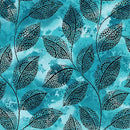 Go with the Flow Mosaic Leaves Turquoise Cotton 44"/45" Fabric Per Yard
