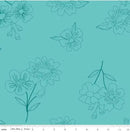 Green Aqua Multi Wideback Spring's in Town Peaccock Fabric Per Yard