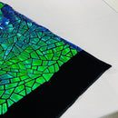 Shattered Glassed Metallic Foil Stretch Velvet Fabric