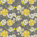 Grey Verona Fiori Cotton 44/45" Fabric Per Yard