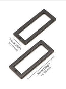 Rectangle Ring, 1.5", Black Metal, 2 Pieces