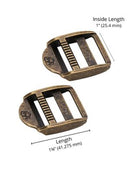 Strap Adjuster, 1", Antique Brass, 2 Pieces