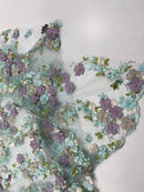 Multi Color 3d floral Daisy Design Embroider Lace 54" Wide| New Creations Fabric & Foam Inc.