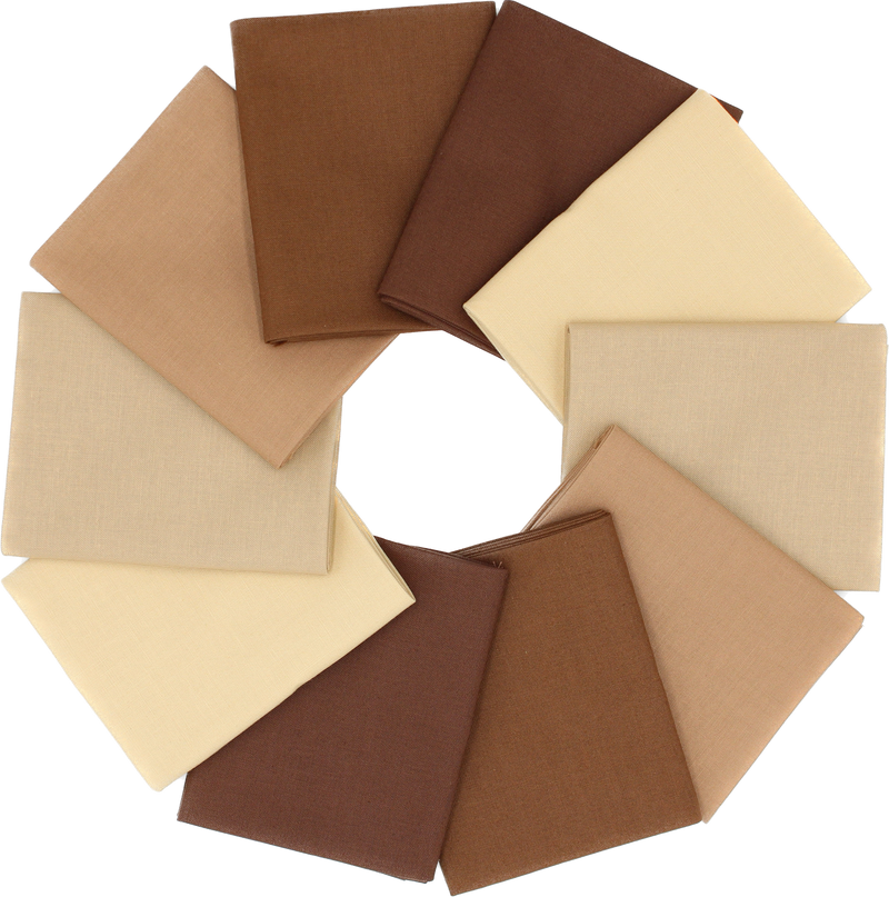 Supreme Solids - Fat Quarter Bundle - Shades of Brown - 10 pack