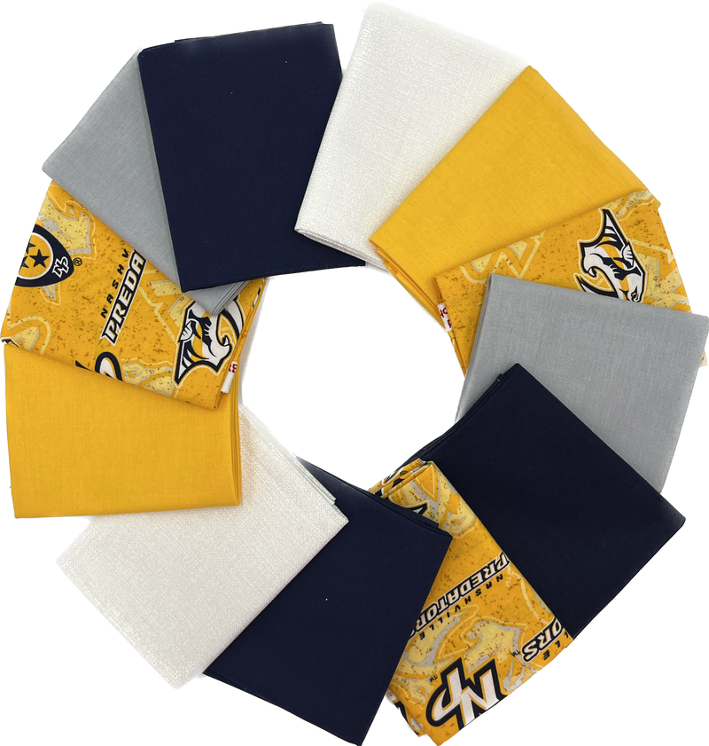 Nashville Predators - Fat Quarter Bundle - 12 pack (Navy & Gold)