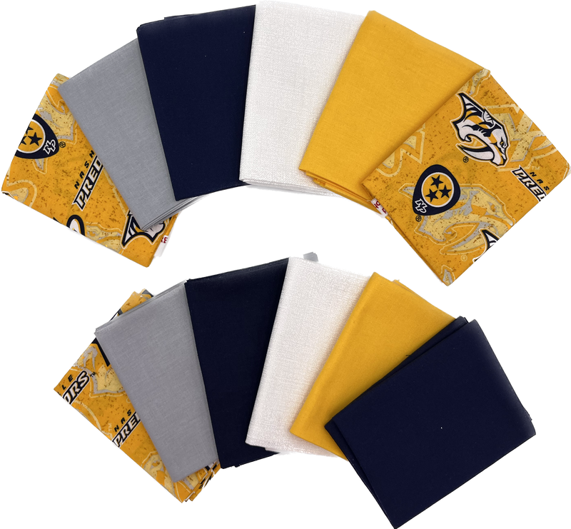 Nashville Predators - Fat Quarter Bundle - 12 pack (Navy & Gold)