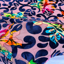 Bombay Multicolor Floral Burnout Stretch Velvet Fabric