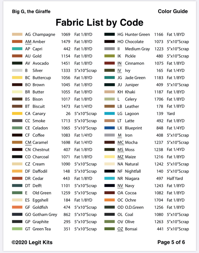 Big G the Giraffe Pattern