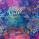 Holographic Tie Dye Taipan Snake Skin Nylon Spandex Fabric