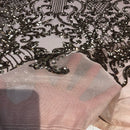 Alta Striped Damask Stretch Sequins Fabric
