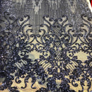 Alta Striped Damask Stretch Sequins Fabric