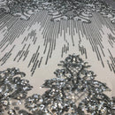 Alta Striped Damask Stretch Sequins Fabric