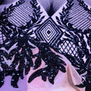 Alpica Geometric Stretch Sequins Fabric