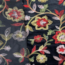Briony Multicolor Floral Embroidered Stretch Velvet Fabric