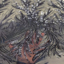 Ariba Floral Leaf Stretch Sequins Fabric
