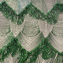 Flamingo Fringe Embroidered Stretch Sequin Fabric