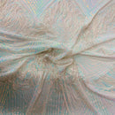 Flamingo Fringe Embroidered Stretch Sequin Fabric