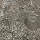 Flamingo Fringe Embroidered Stretch Sequin Fabric