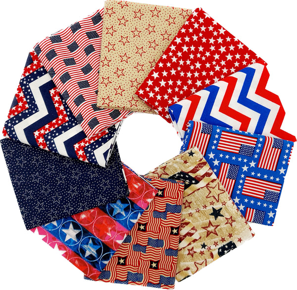 Patriotic - Fat Quarter Bundle - 10 pack (Liberty)