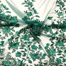 3D Embroidered Satin Floral Pearl Lace Fabric