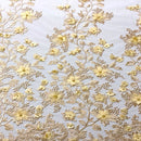 3D Embroidered Satin Floral Pearl Lace Fabric