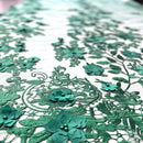 3D Embroidered Satin Floral Pearl Lace Fabric