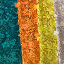 3D Embroidered Satin Floral Pearl Lace Fabric