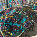 Sur Multicolor Burnout Stretch Velvet Fabric