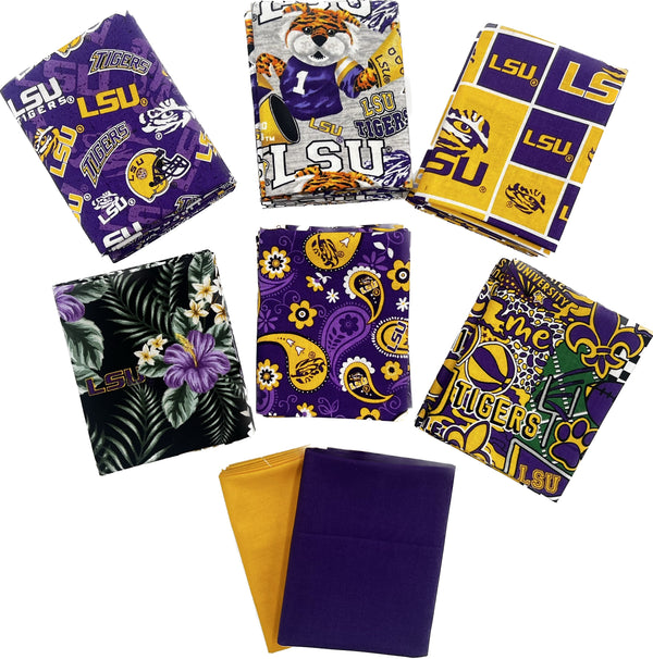 LSU Tigers - Fat Quarter Bundle - 20 pack (Purple & Gold)