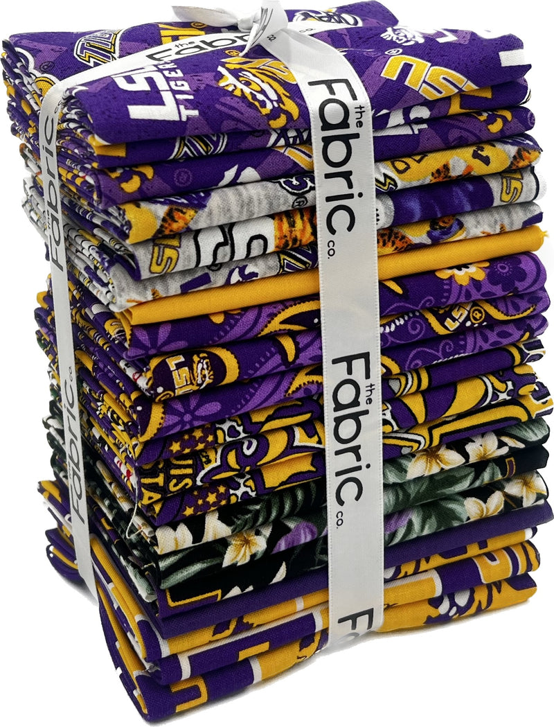LSU Tigers - Fat Quarter Bundle - 20 pack (Purple & Gold)