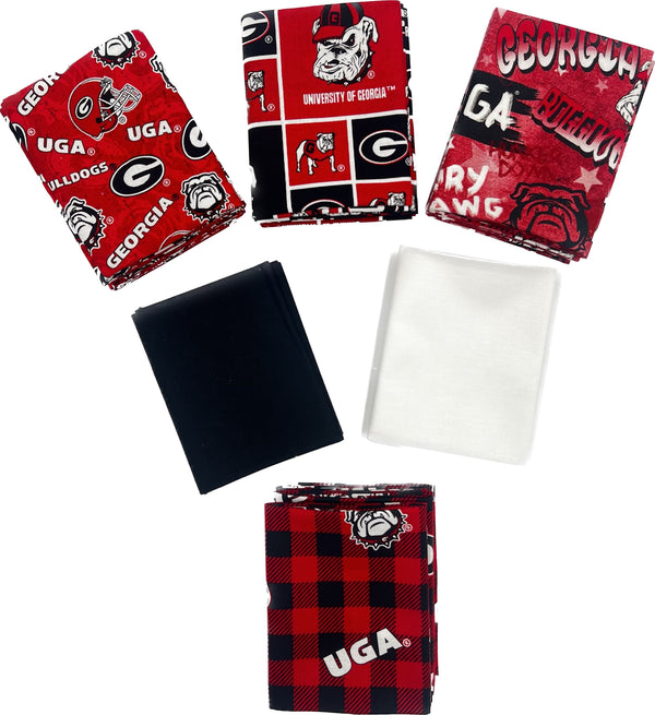 Georgia Bulldogs - Fat Quarter Bundle - 20 pack (Red & Black)