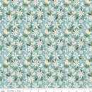 Juju's Petals Dance Teal Cotton 43"/44" Fabric Per Yard