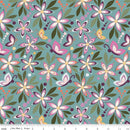 Juju's Petals Main Teal Cotton 43"/44" Fabric Per Yard