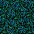 Green Multi Color Flow Cotton Wideback Fabric Per Yard