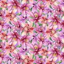 Lavender Orchids Blissful Blooms Cotton 43"/44" Fabric Per Yard