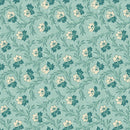 Light Teal Floral Garland Lost Gardens of Heligan Cotton 43"/44" Fabric Per Yard