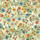 Lt Green Floral Toss Lil Farmers Cotton 44"/45" Fabric Per Yard