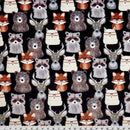 Multi Black Nature Nerds Digital Cuddle Black Fabric per yard