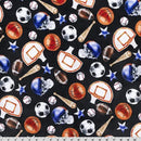 Black Sports Digital Cuddle Black Fabric per yard