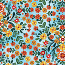 Blue Folklore Garden Sky Cotton 44"/45" Fabric Per Yard