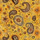 Mustard Sunflower Serenade Paisley Cotton 44/45 Fabric Per Yard
