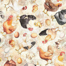 Oatmeal Chicken Toss Lil Farmers Cotton 44"/45" Fabric Per Yard